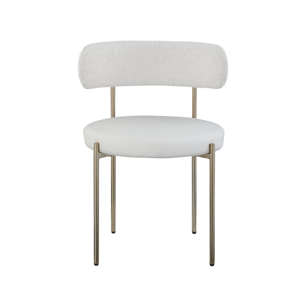 Beacon Cream Vegan Leather and Boucle Fabric Dining Chair, Set of 2. Picture 3