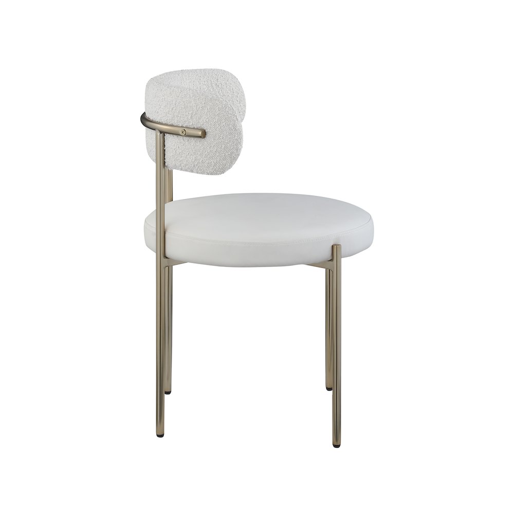 Beacon Cream Vegan Leather and Boucle Fabric Dining Chair, Set of 2. Picture 4