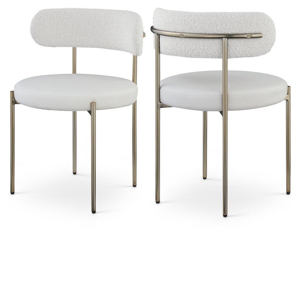Beacon Cream Vegan Leather and Boucle Fabric Dining Chair, Set of 2. Picture 1
