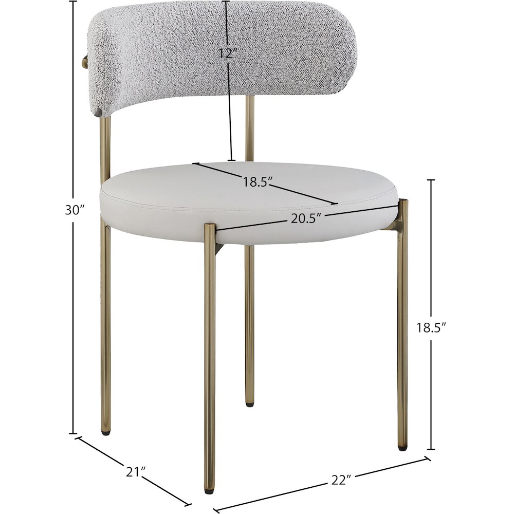 Beacon Taupe Vegan Leather and Boucle Fabric Dining Chair, Set of 2. Picture 8