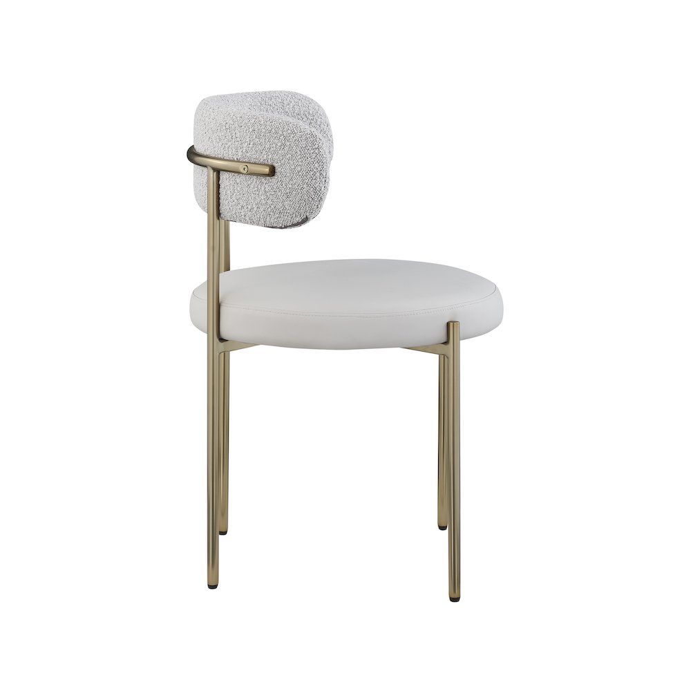 Beacon Taupe Vegan Leather and Boucle Fabric Dining Chair, Set of 2. Picture 4