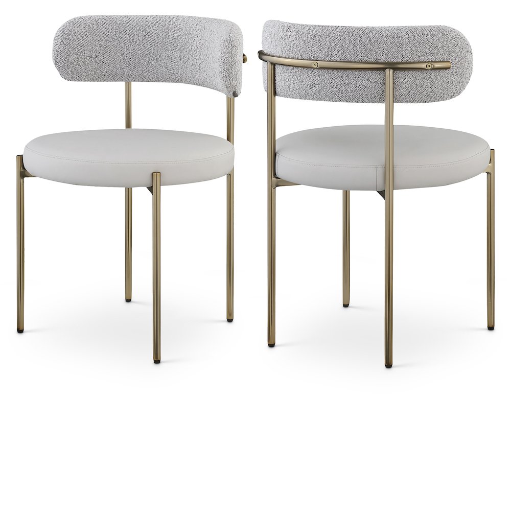 Beacon Taupe Vegan Leather and Boucle Fabric Dining Chair, Set of 2. Picture 1