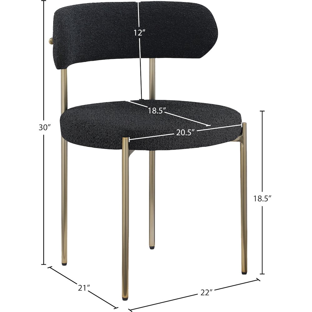 Beacon Black Boucle Fabric Dining Chair, Set of 2. Picture 7