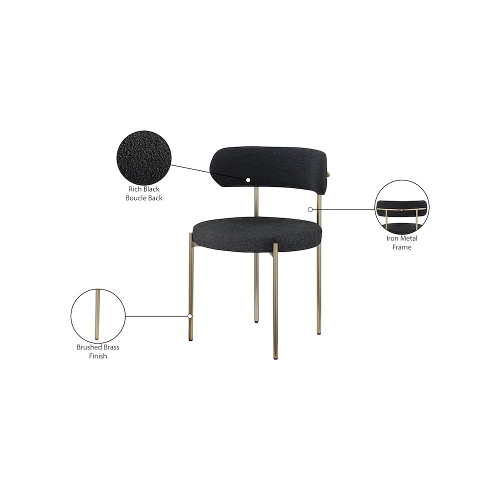 Beacon Black Boucle Fabric Dining Chair, Set of 2. Picture 8