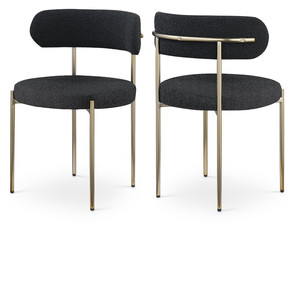 Beacon Black Boucle Fabric Dining Chair, Set of 2. Picture 1