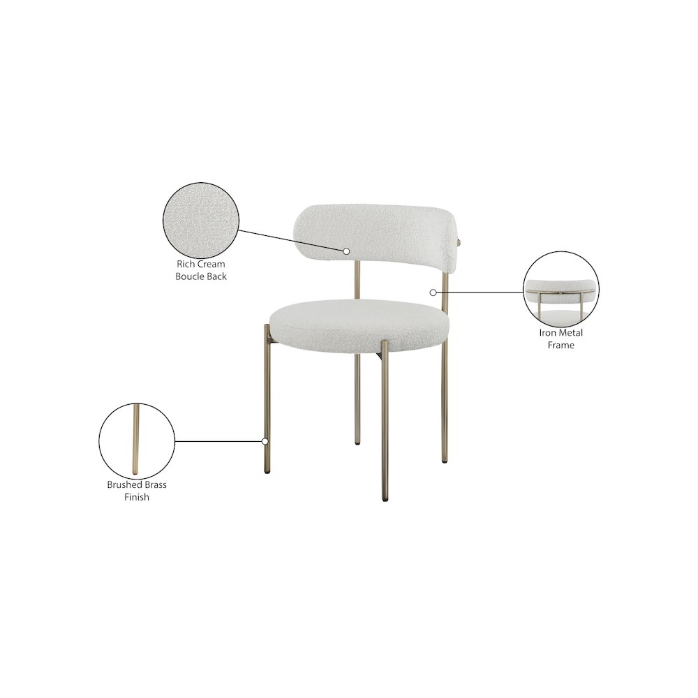 Beacon Cream Boucle Fabric Dining Chair, Set of 2. Picture 8