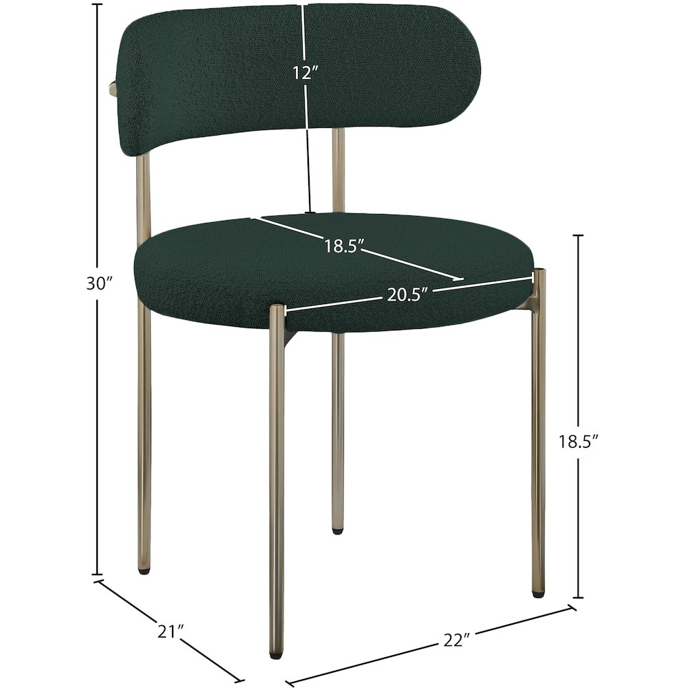 Beacon Green Boucle Fabric Dining Chair, Set of 2. Picture 7