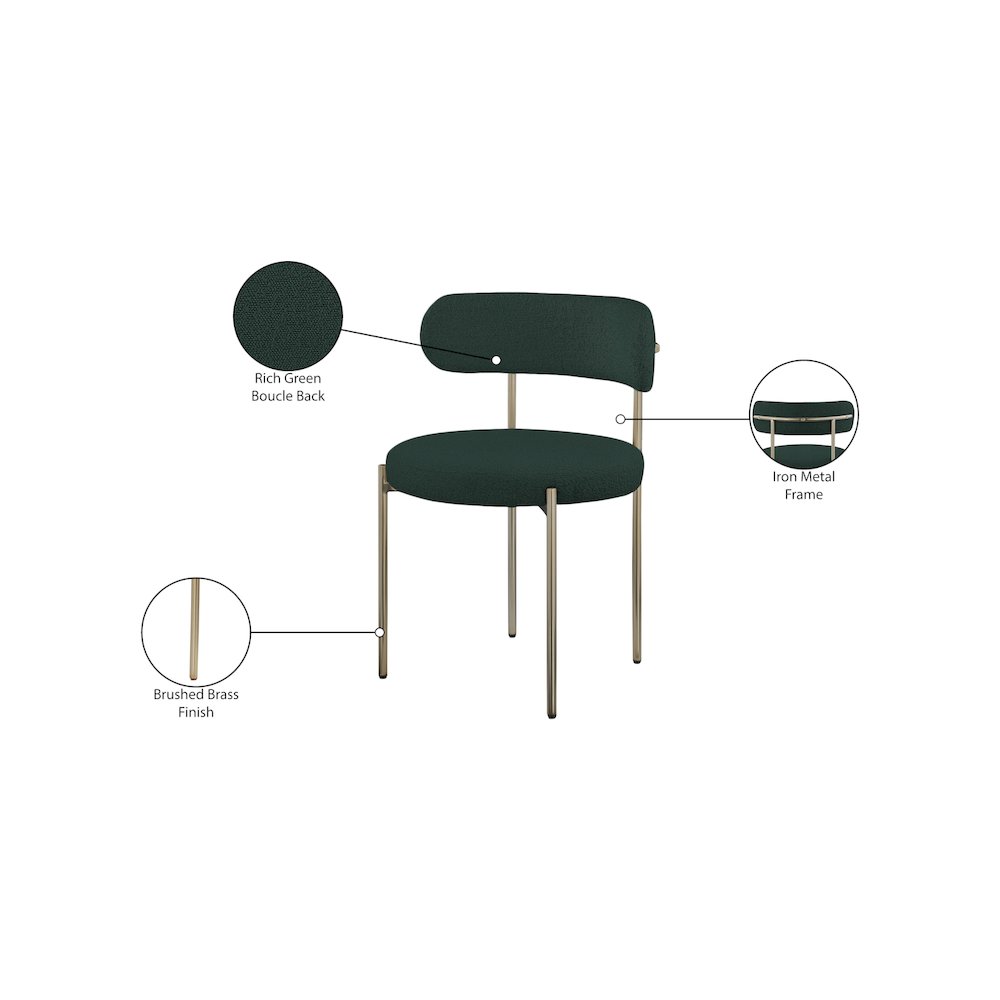Beacon Green Boucle Fabric Dining Chair, Set of 2. Picture 8