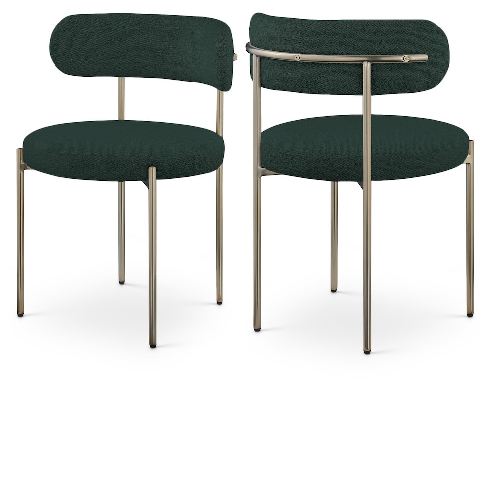 Beacon Green Boucle Fabric Dining Chair, Set of 2. Picture 1