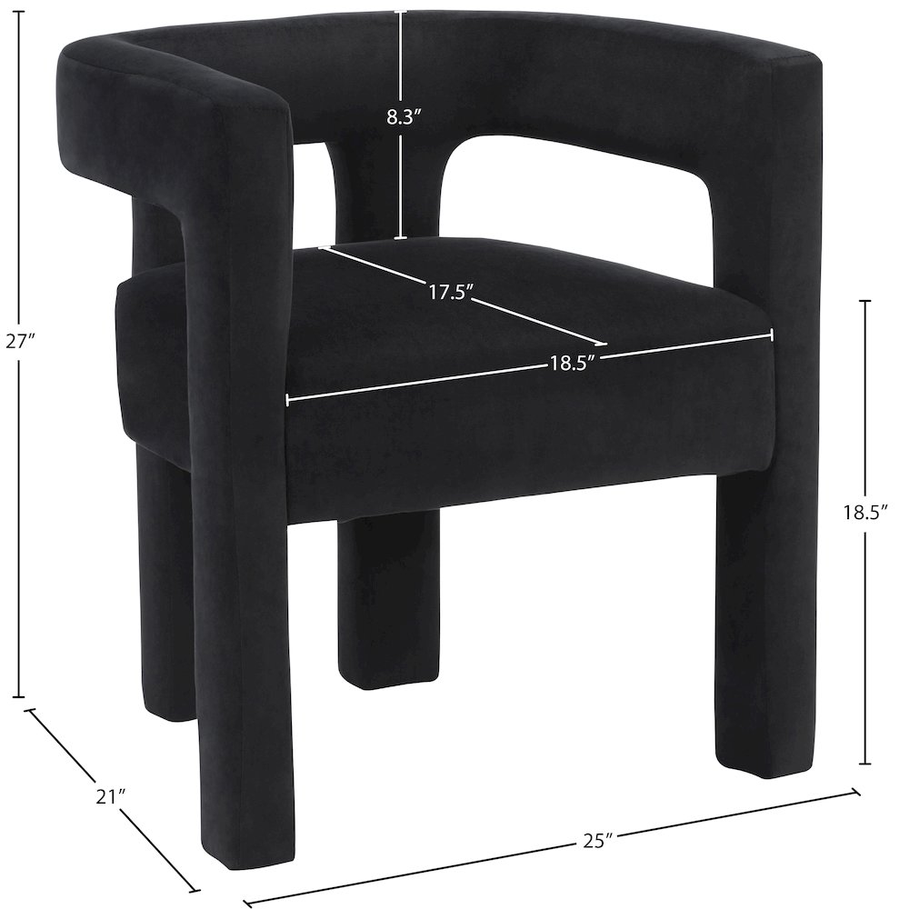 Athena Black Velvet Dining Chair. Picture 5
