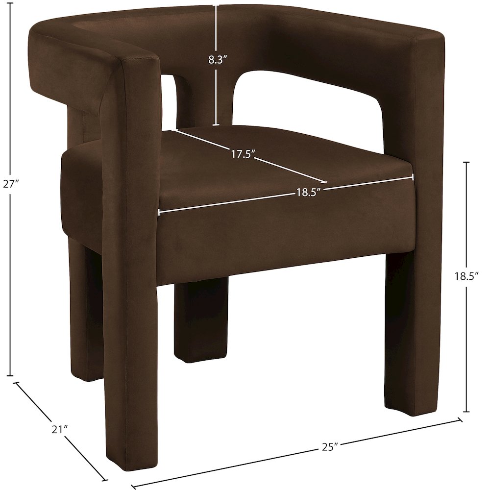 Athena Brown Velvet Dining Chair. Picture 5