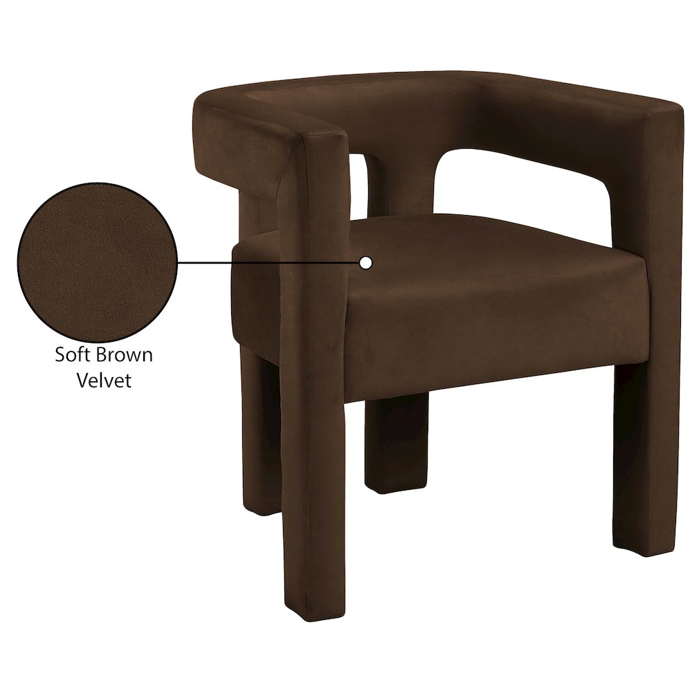 Athena Brown Velvet Dining Chair. Picture 6