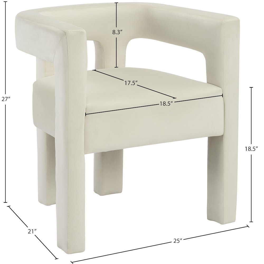 Athena Cream Velvet Dining Chair. Picture 5