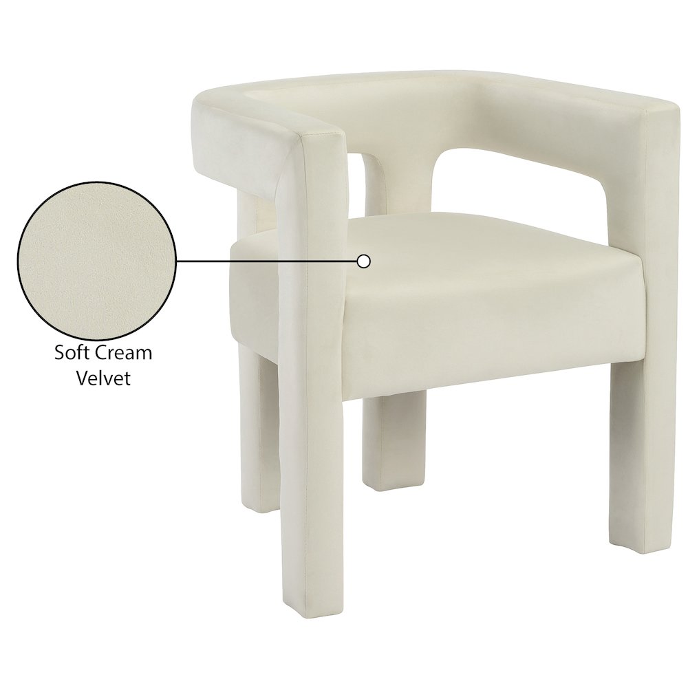 Athena Cream Velvet Dining Chair. Picture 6