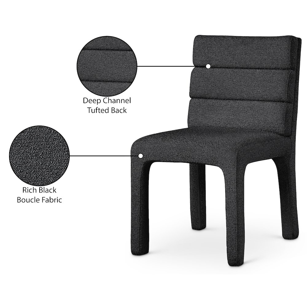 Kai Black Boucle Fabric Dining Chair, Set of 2. Picture 8