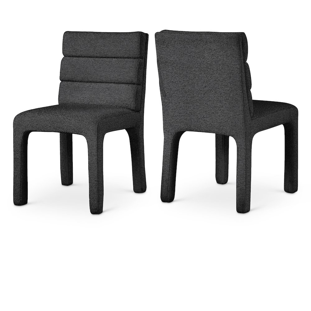 Kai Black Boucle Fabric Dining Chair, Set of 2. Picture 1