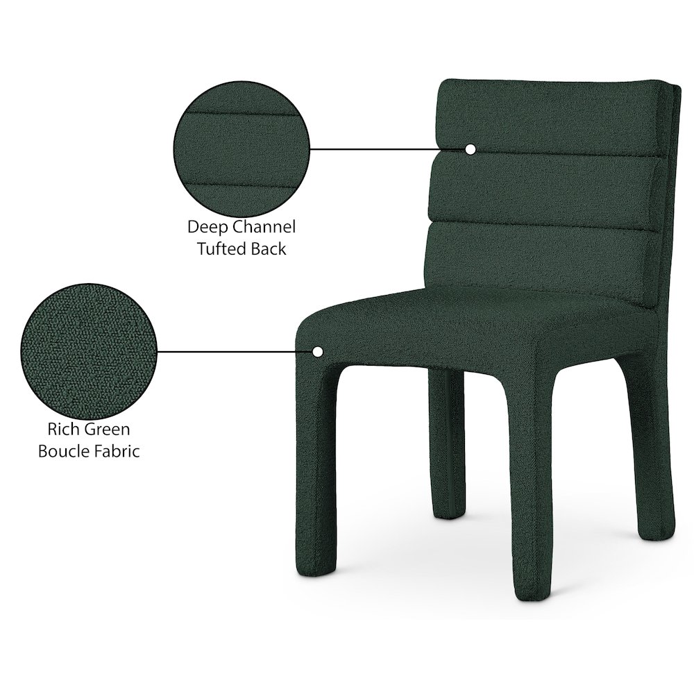 Kai Green Boucle Fabric Dining Chair, Set of 2. Picture 8