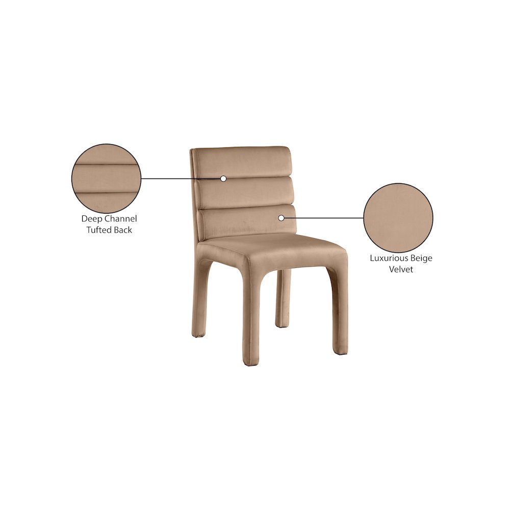 Kai Beige Velvet Dining Chair, Set of 2. Picture 8