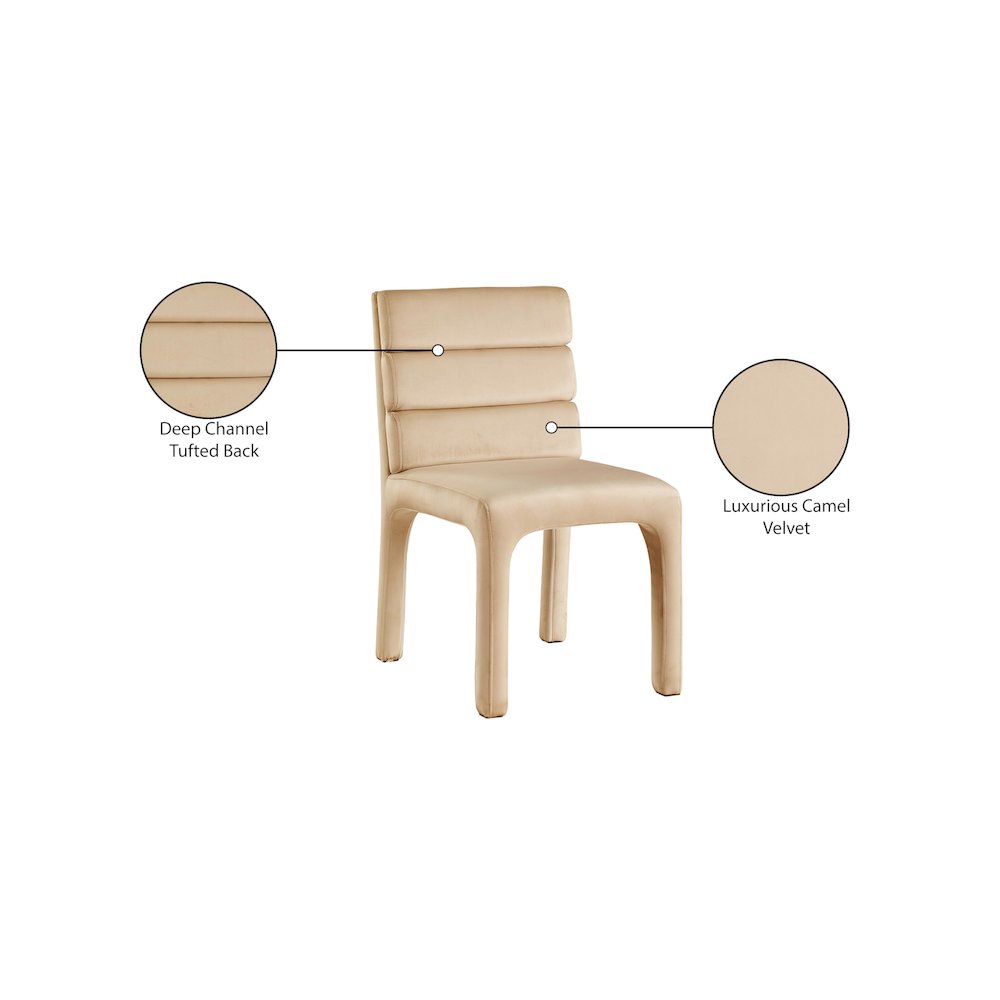 Kai Camel Velvet Dining Chair, Set of 2. Picture 8