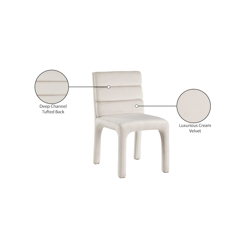Kai Cream Velvet Dining Chair, Set of 2. Picture 8