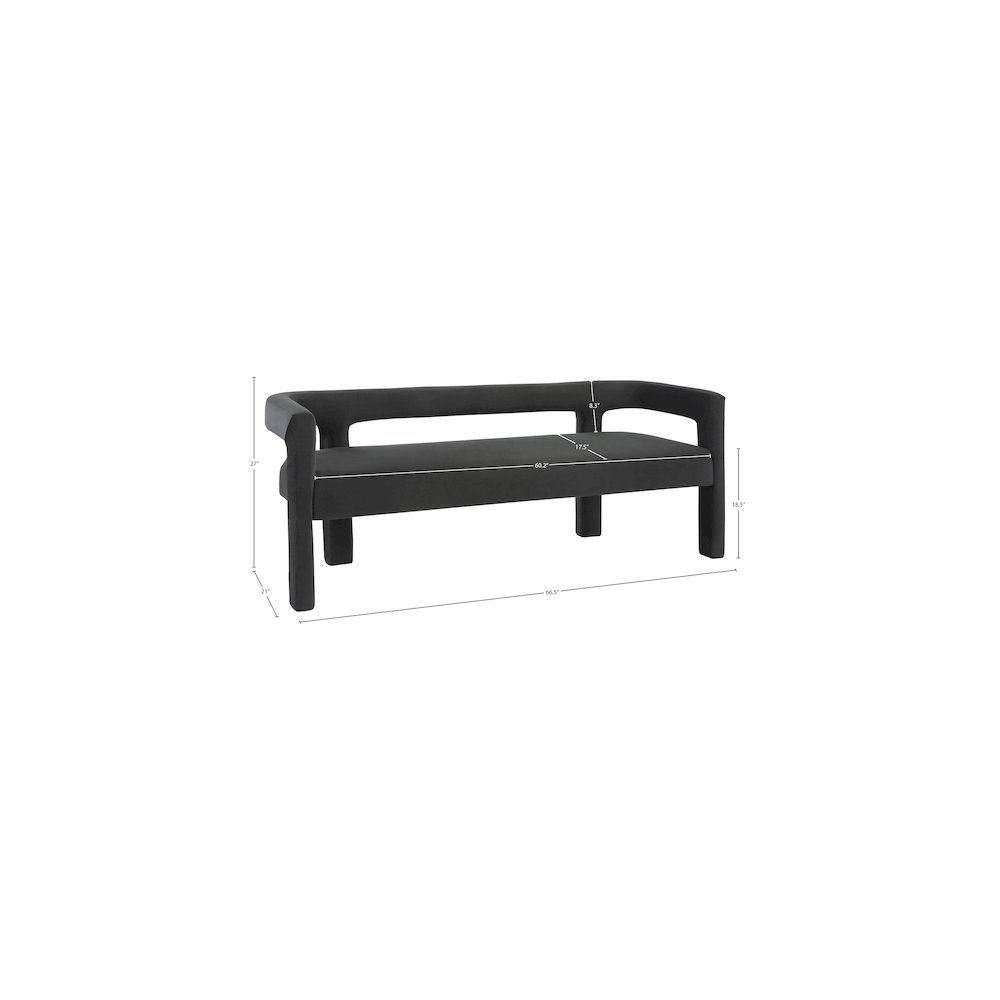 Athena Black Velvet Bench. Picture 5