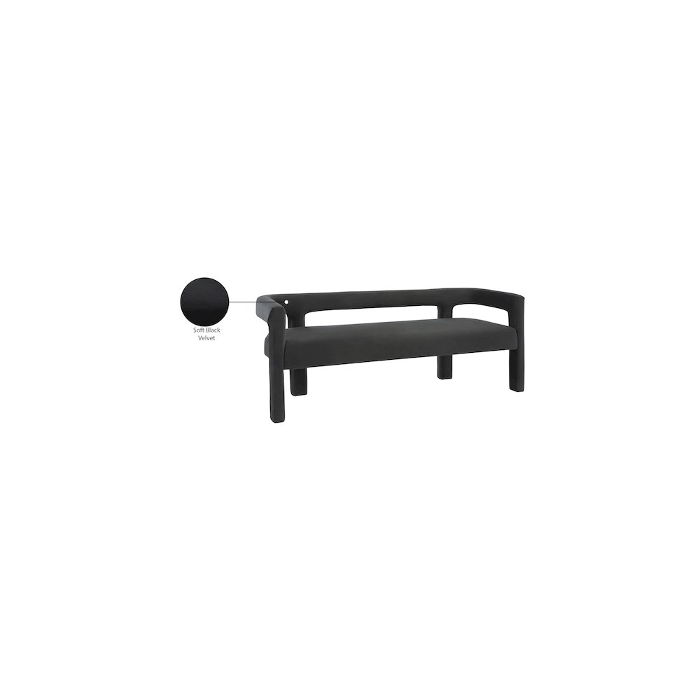 Athena Black Velvet Bench. Picture 6