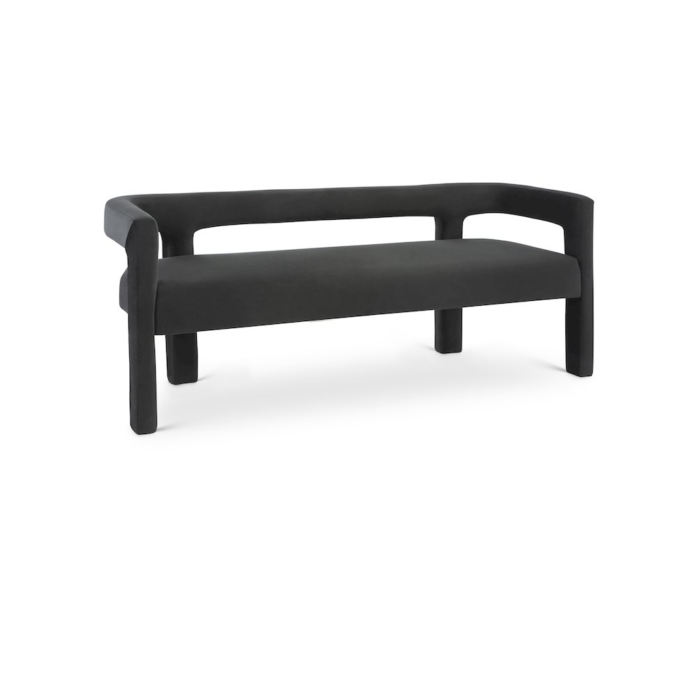Athena Black Velvet Bench. Picture 1