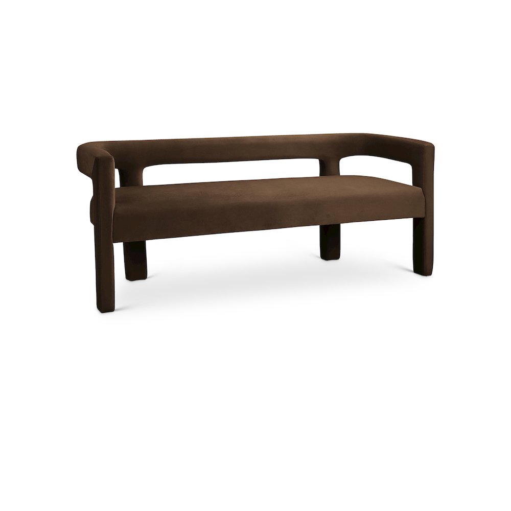 Athena Brown Velvet Bench. Picture 1