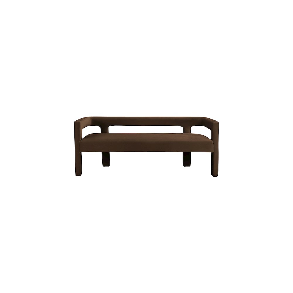 Athena Brown Velvet Bench. Picture 3