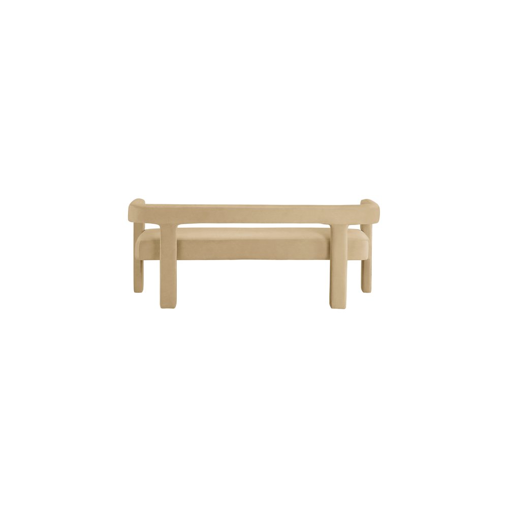 Athena Camel Velvet Bench. Picture 2