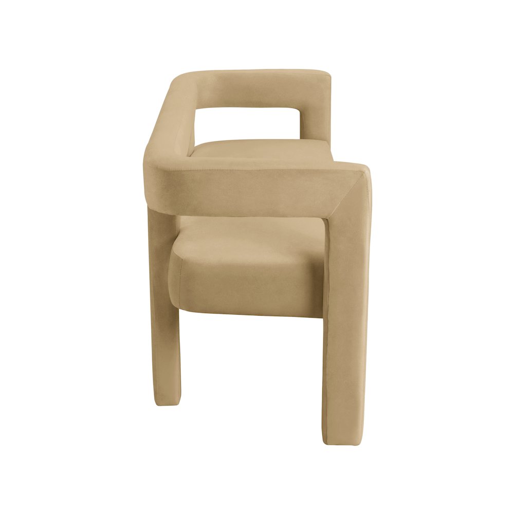 Athena Camel Velvet Bench. Picture 4