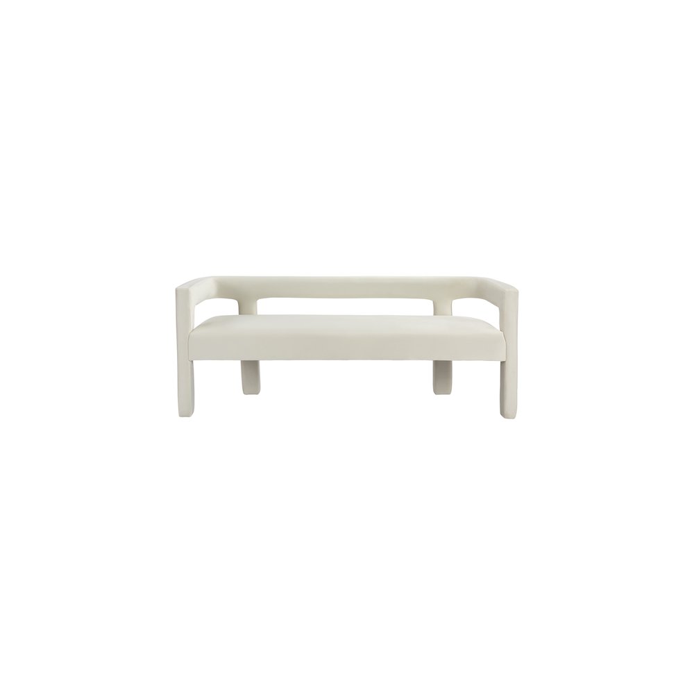 Athena Cream Velvet Bench. Picture 3