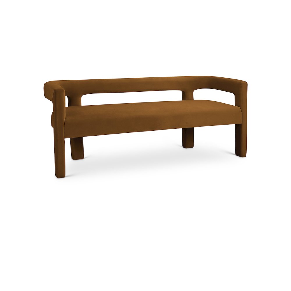 Athena Saddle Velvet Bench. Picture 1