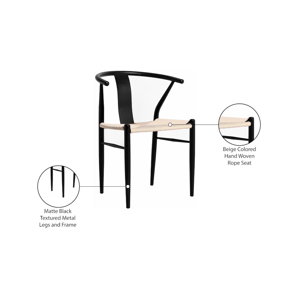 Beck Beige Hand Woven Rope Dining Chair, Set of 2. Picture 7