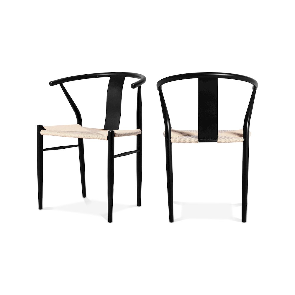 Beck Beige Hand Woven Rope Dining Chair, Set of 2. Picture 1