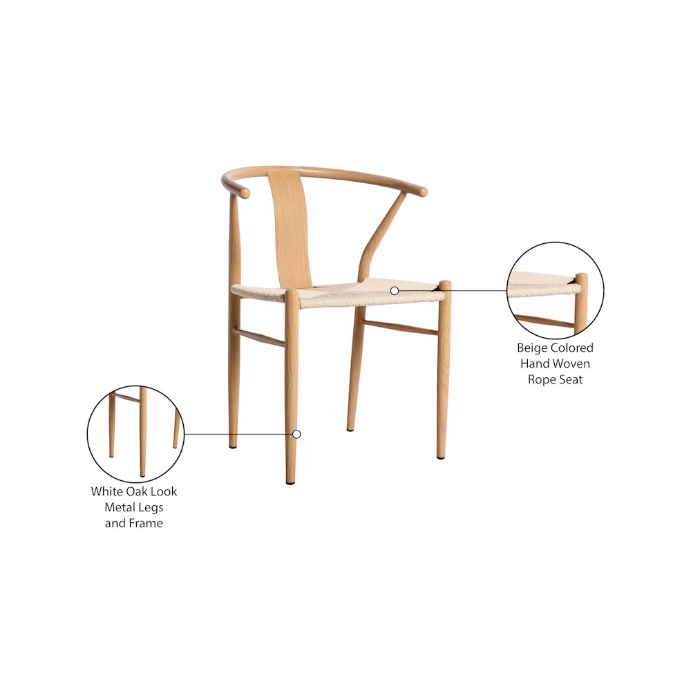 Beck Beige Hand Woven Rope Dining Chair, Set of 2. Picture 7