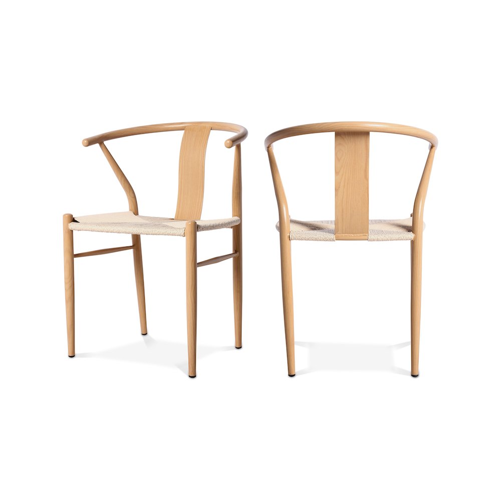 Beck Beige Hand Woven Rope Dining Chair, Set of 2. Picture 1