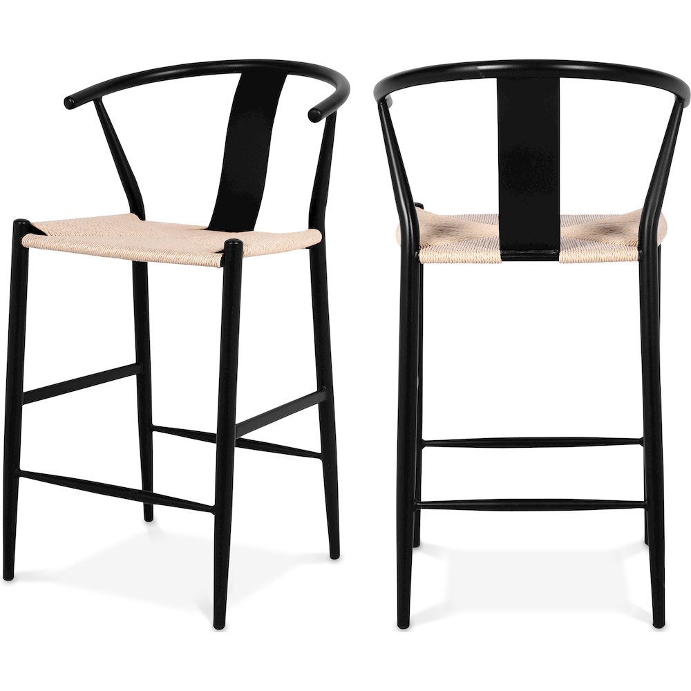 Beck Beige Hand Woven Rope Stool, Set of 2. Picture 1