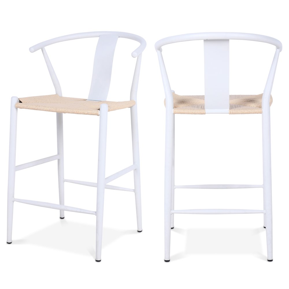 Beck Beige Hand Woven Rope Stool, Set of 2. Picture 1