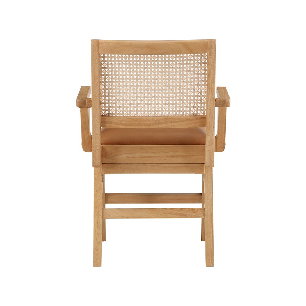 Abby Cognac Vegan Leather Dining Arm Chair, Set of 2. Picture 2