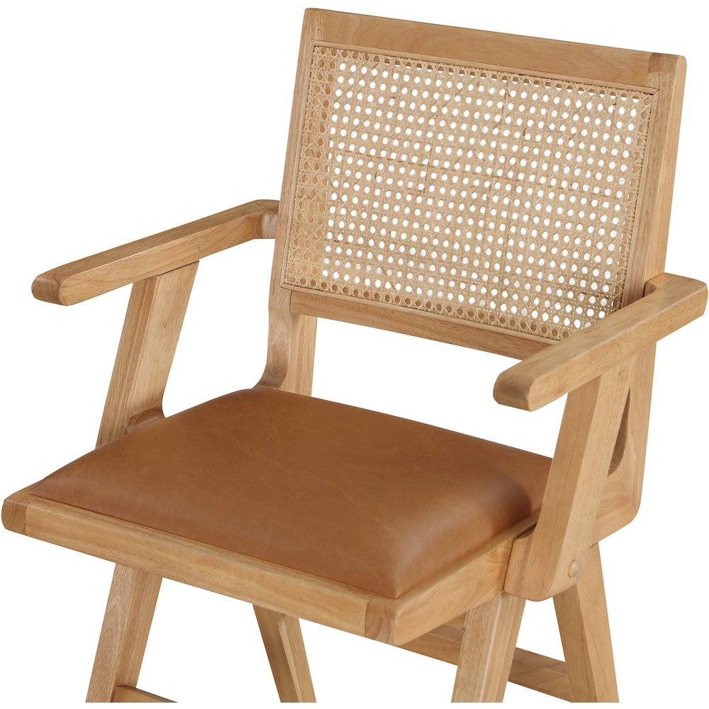 Abby Cognac Vegan Leather Dining Arm Chair, Set of 2. Picture 5