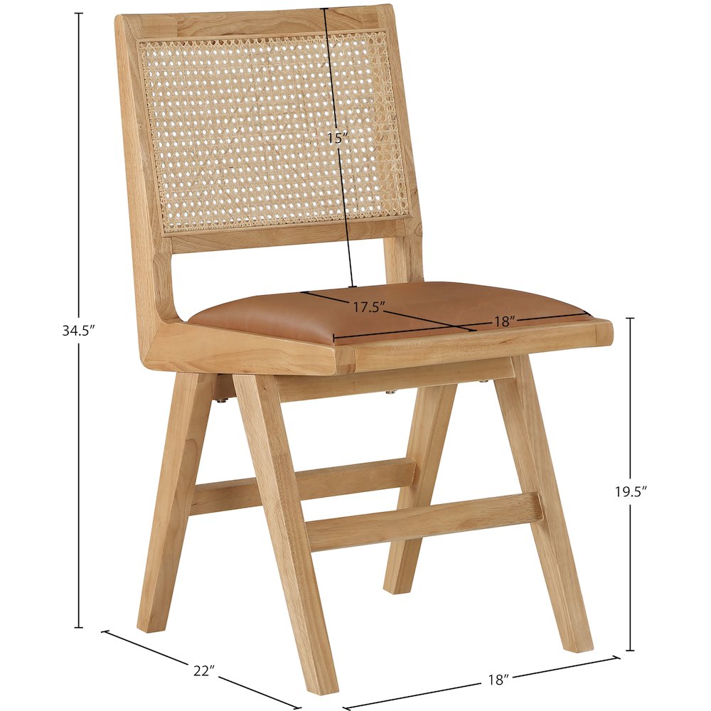 Abby Cognac Vegan Leather Dining Side Chair, Set of 2. Picture 7