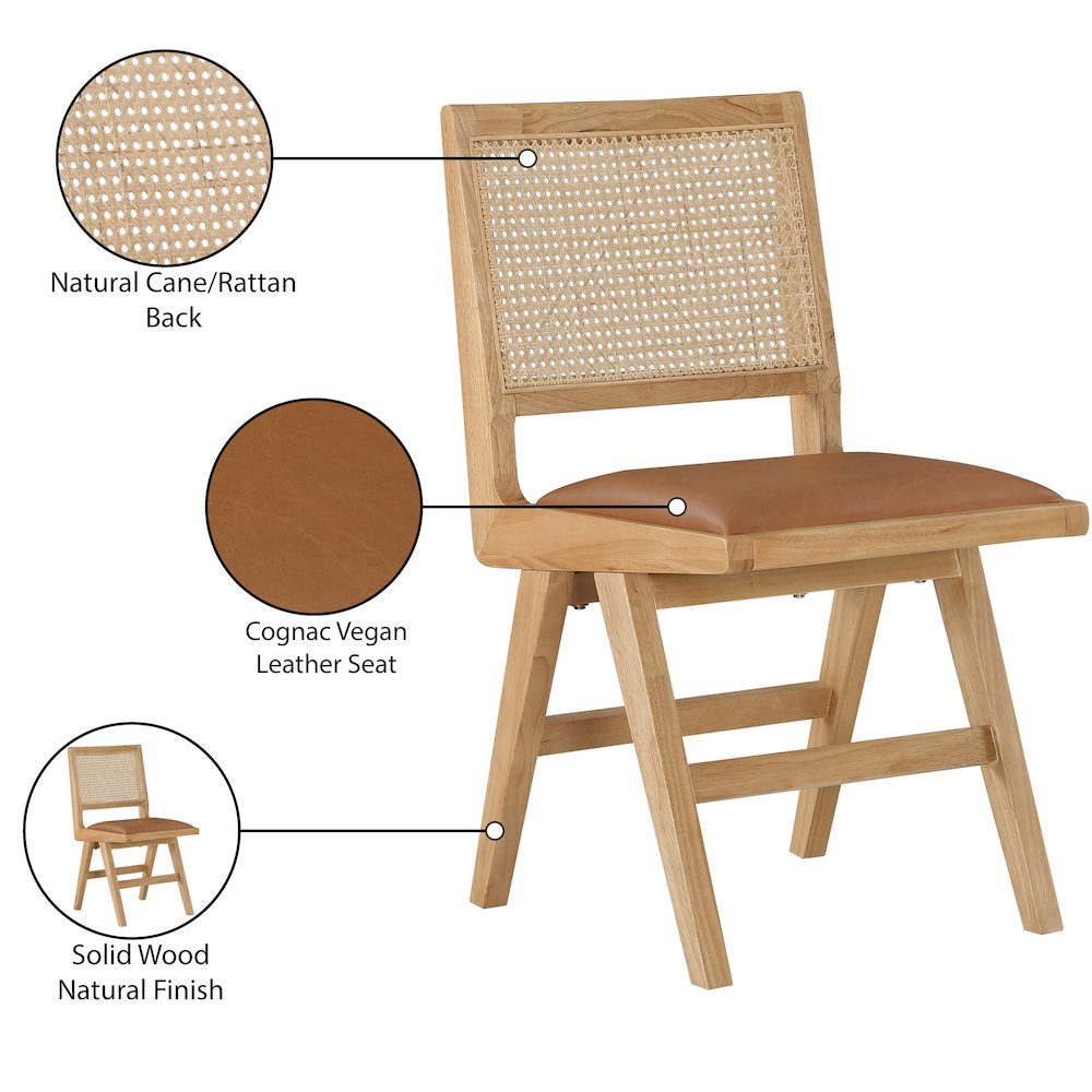 Abby Cognac Vegan Leather Dining Side Chair, Set of 2. Picture 8