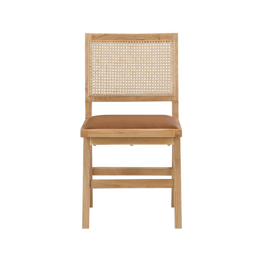 Abby Cognac Vegan Leather Dining Side Chair, Set of 2. Picture 3