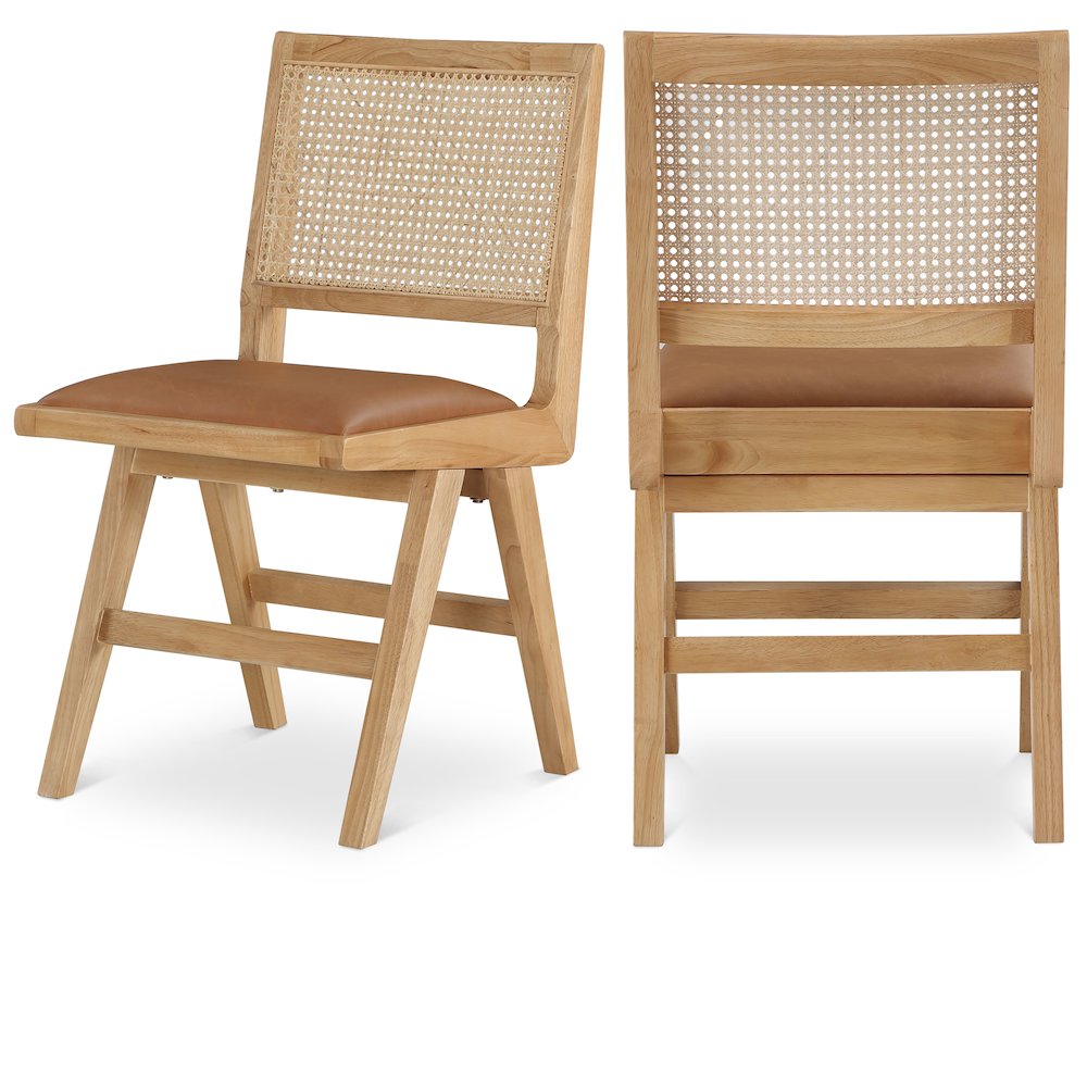 Abby Cognac Vegan Leather Dining Side Chair, Set of 2. Picture 1