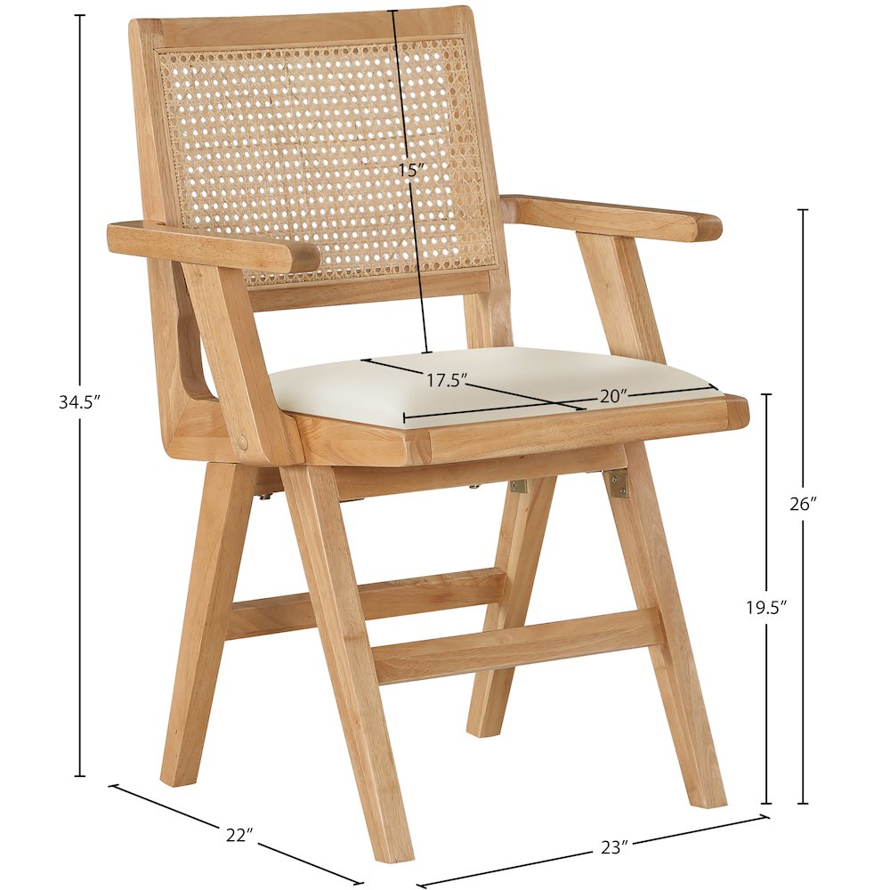 Abby Cream Vegan Leather Dining Arm Chair, Set of 2. Picture 7