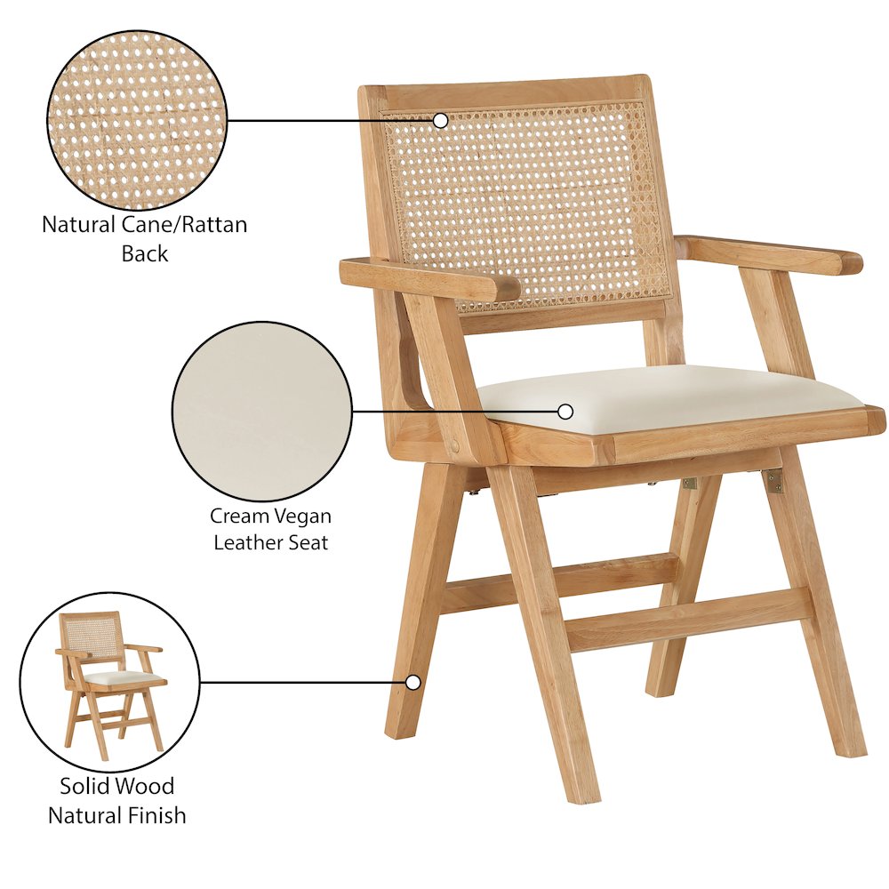 Abby Cream Vegan Leather Dining Arm Chair, Set of 2. Picture 8