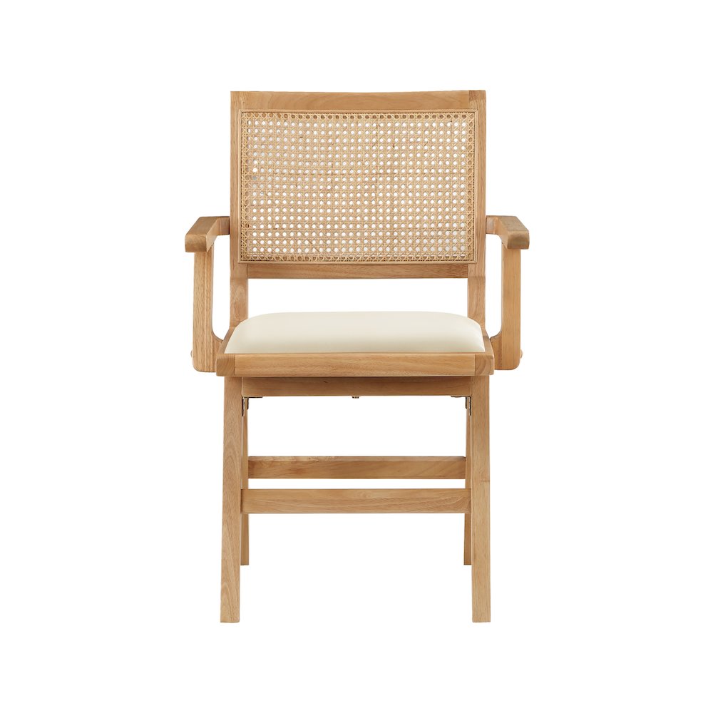 Abby Cream Vegan Leather Dining Arm Chair, Set of 2. Picture 3