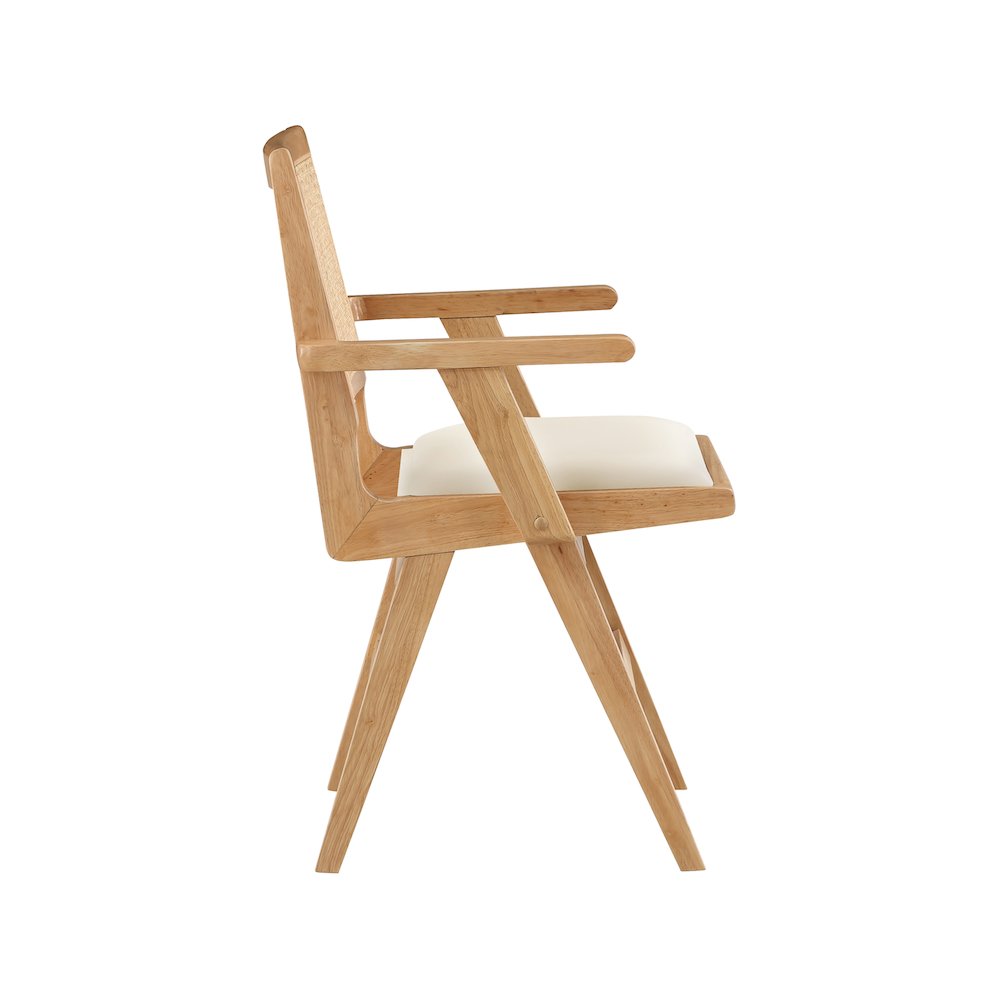 Abby Cream Vegan Leather Dining Arm Chair, Set of 2. Picture 4