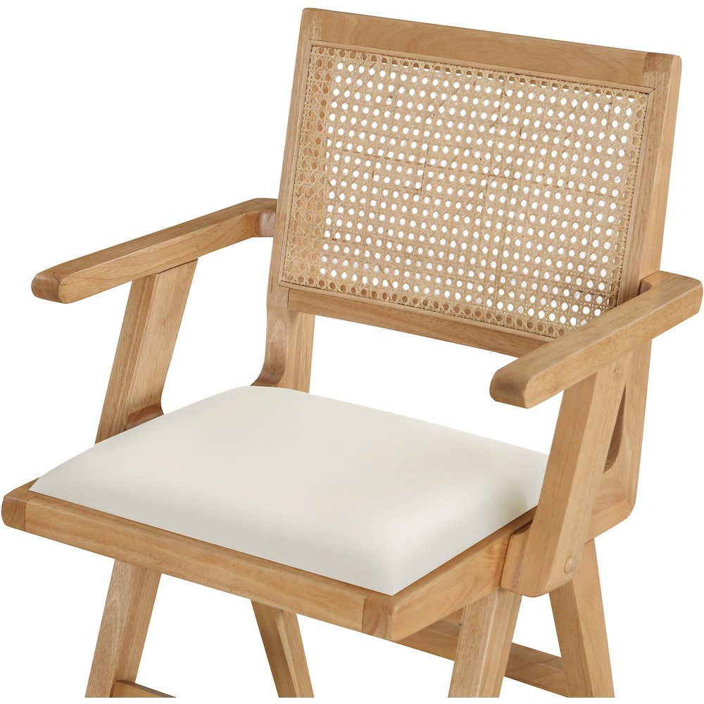 Abby Cream Vegan Leather Dining Arm Chair, Set of 2. Picture 5